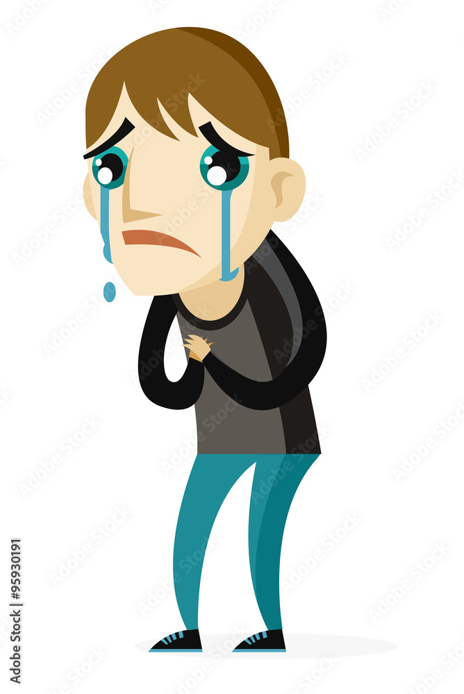 hombre triste llorando Stock Vector