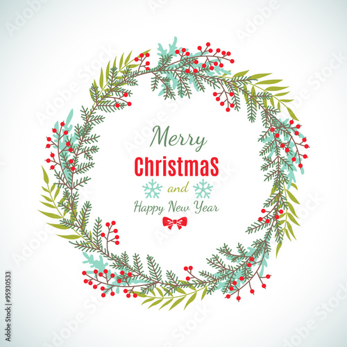 Christmas vector floral wreath