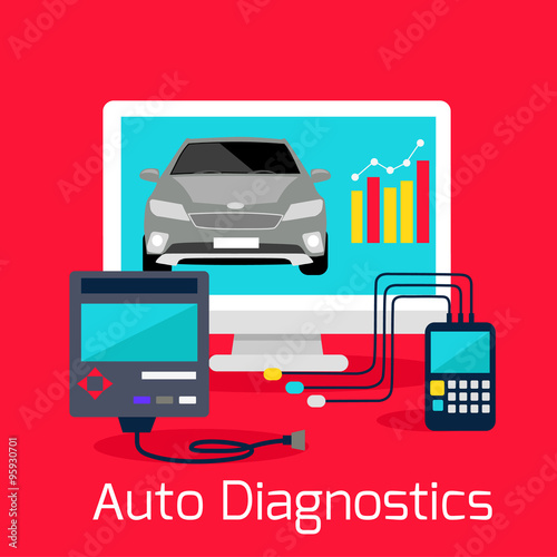Auto Diagnostics Monitor Flat Concept