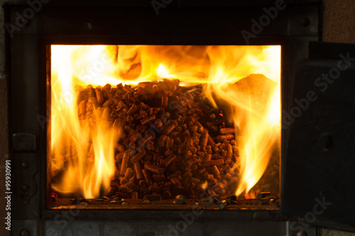 burning in the furnace pellets from pine