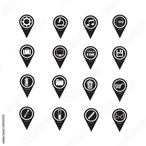 Set of Map Pointer icons for website and communication