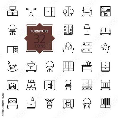 Outline web icon collection - furniture