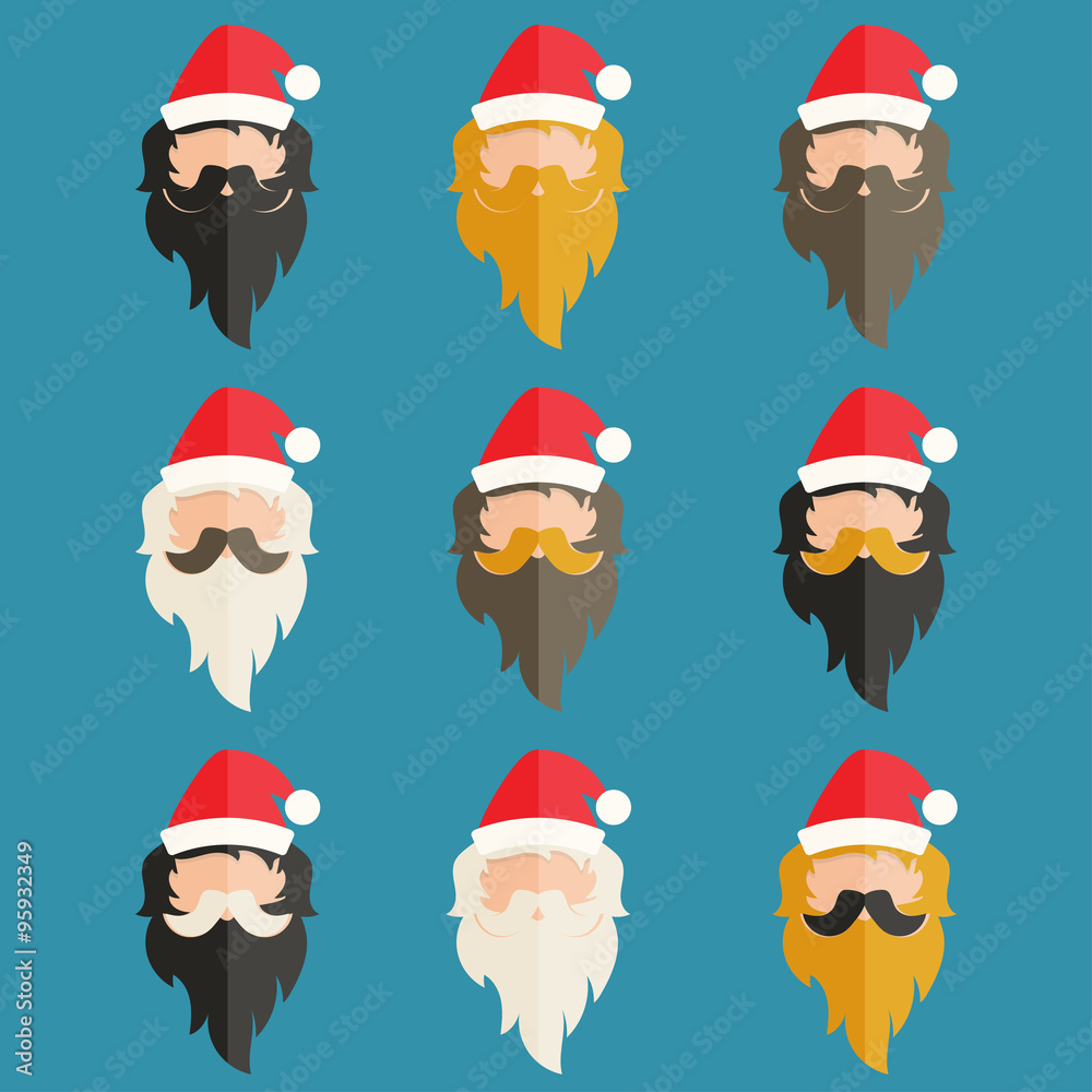Set of hipster flat design of Santa Claus. Vector illustration Set of hipster flat design of Santa Claus. Vector illustration