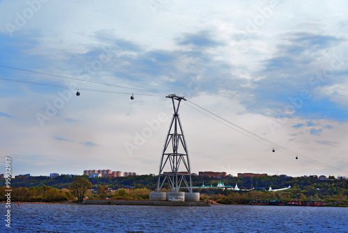 Cable railway above Volga river in Nizhny Novgorod