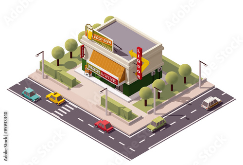 Vector isometric liquor store