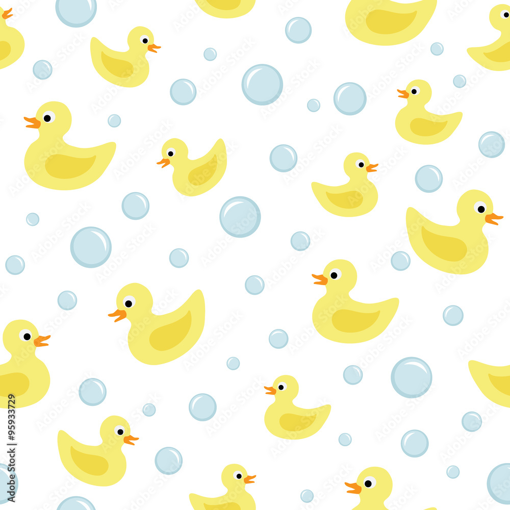 vector seamless pattern with ducks and bubbles vector seamless pattern with ducks and bubbles