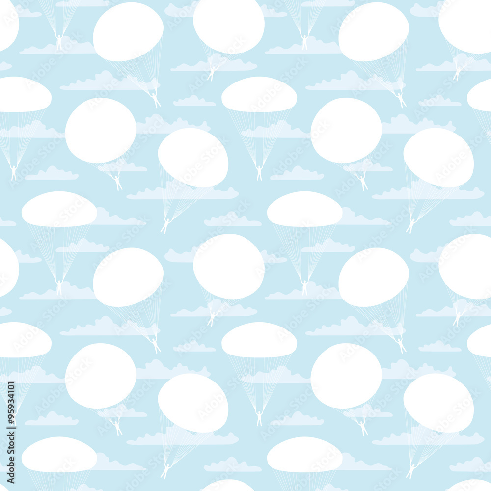 Fototapeta premium vector pattern with parachutes and clouds