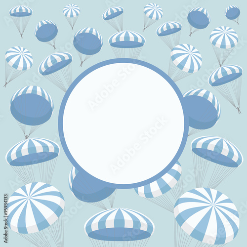 vector frame with blue parachutes