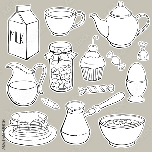 vector breakfast set