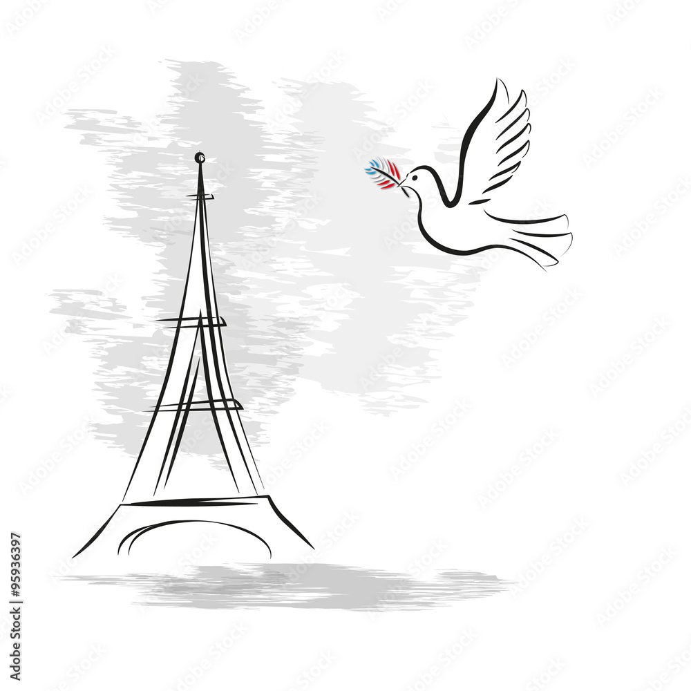 Eiffelturm in Paris mit Friedenstaube 
