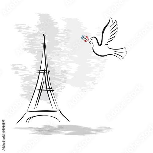 Eiffelturm in Paris mit Friedenstaube 