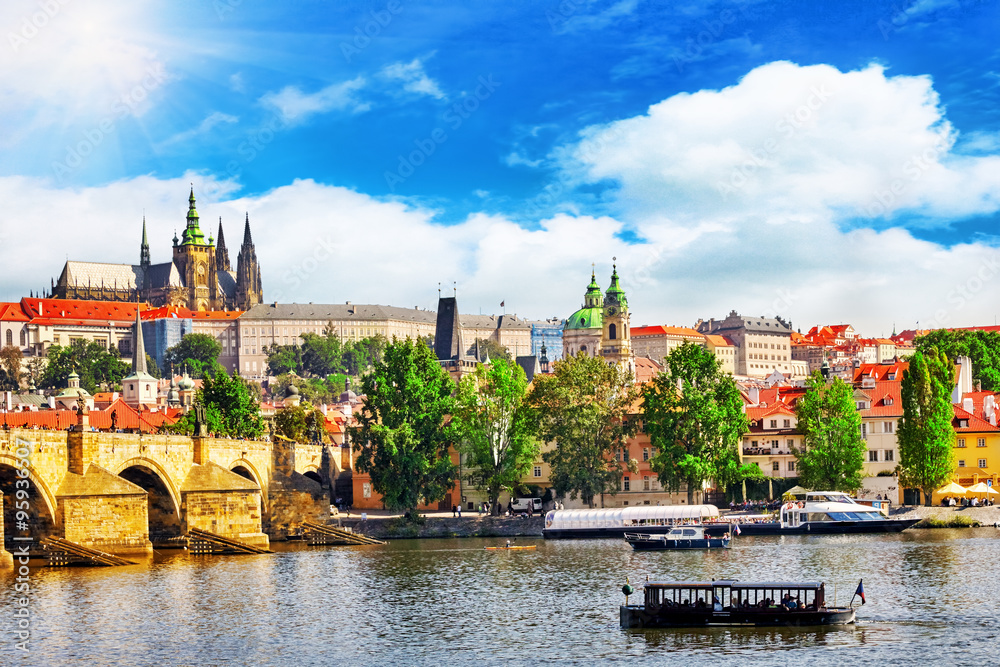 View of Prague Castle from Charles Bridge.Czech Republic. View of Prague Castle from Charles Bridge.Czech Republic.