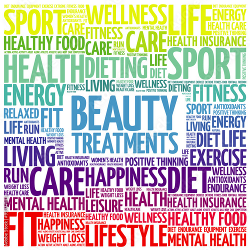 Beauty Treatments word cloud background, health concept