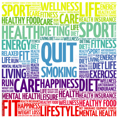 Quit Smoking word cloud background, health concept