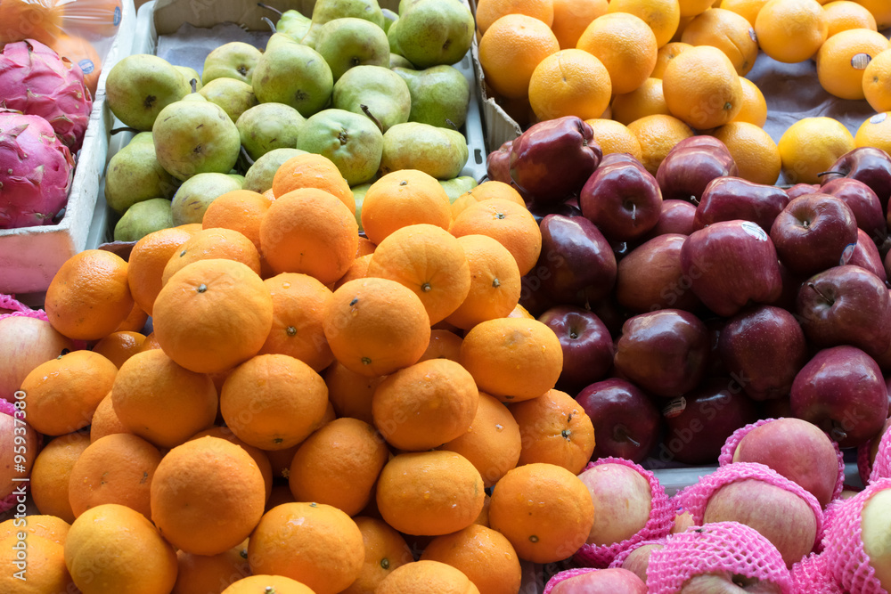tropical fruits at market in Bali / fruits shop