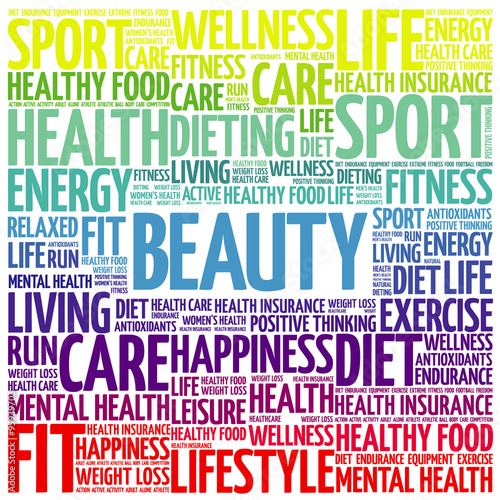 BEAUTY word cloud background, health concept