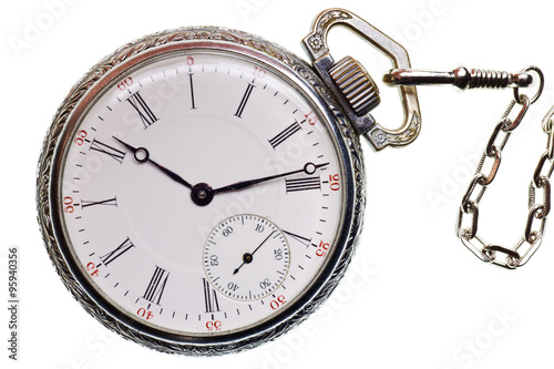 antique pocket watch isolated on white background