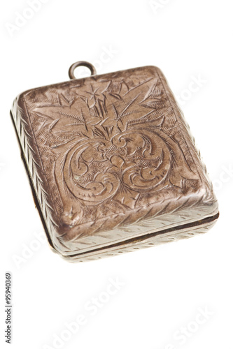 antique silver locket isolated