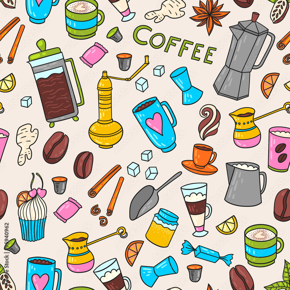 Coffee hand-drawn pattern Coffee hand-drawn pattern