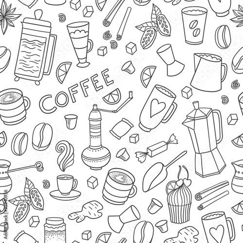 Coffee hand-drawn pattern