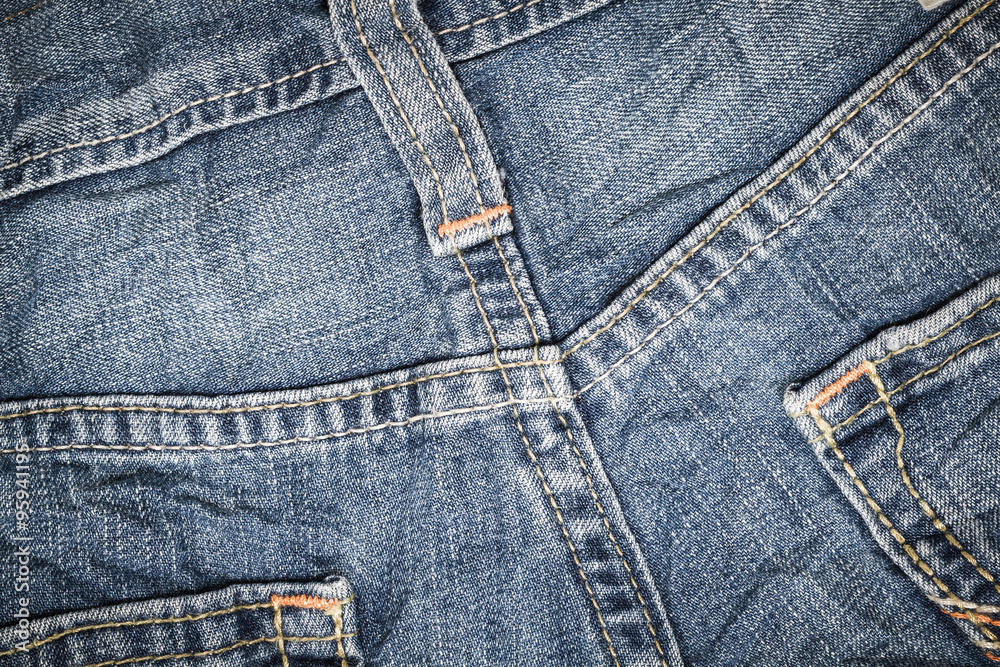 Blue jeans with seam texture background Blue jeans with seam texture background