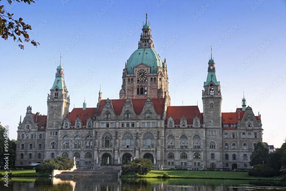 New Town Hall building (Rathaus) in Hannover Germany New Town Hall building (Rathaus) in Hannover Germany