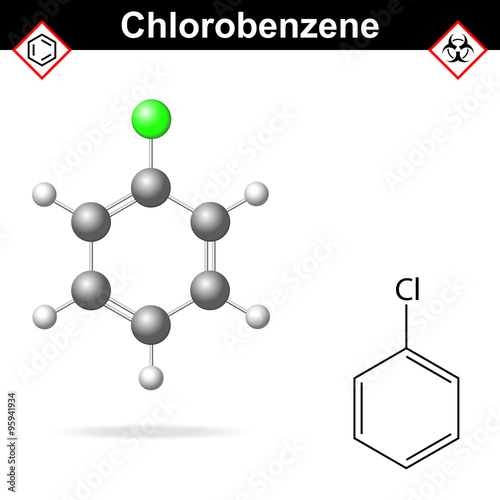 Chlorobenzene chemical formula and model photo