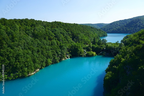 View over some of the lakes in the Plitvice national park  Croatia