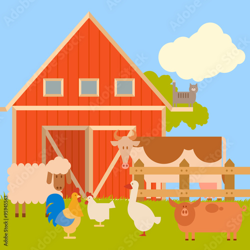 Farm banner with flat animals1 © amplion