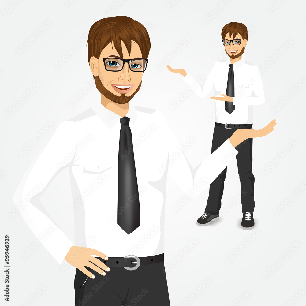 modern hipster businessman showing something modern hipster businessman showing something