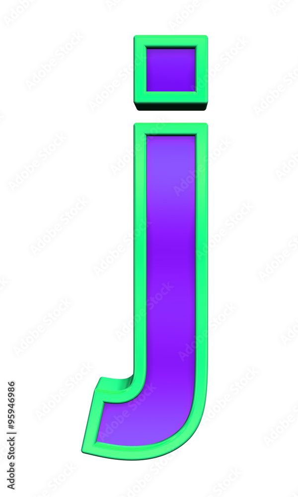 One lower case letter from violet glass with green frame alphabet set, isolated on white. Computer generated 3D photo rendering. One lower case letter from violet glass with green frame alphabet set, isolated on white. Computer generated 3D photo rendering.
