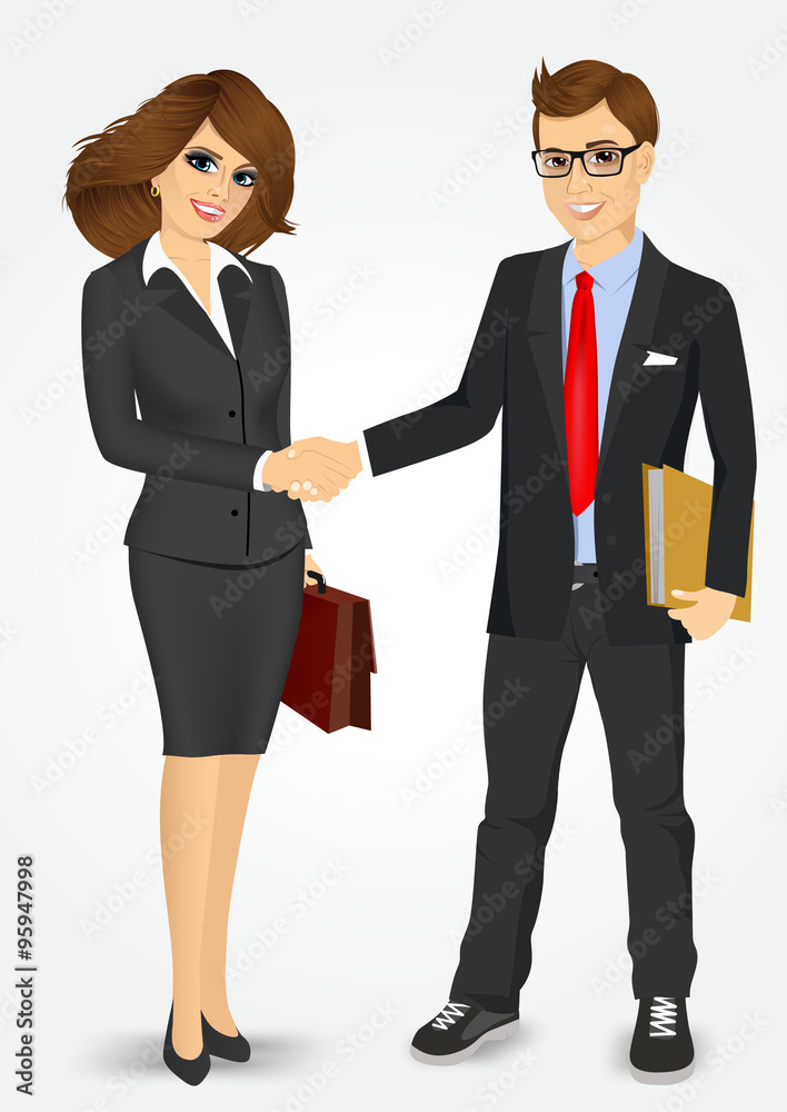 businessman and businesswoman shaking hands businessman and businesswoman shaking hands