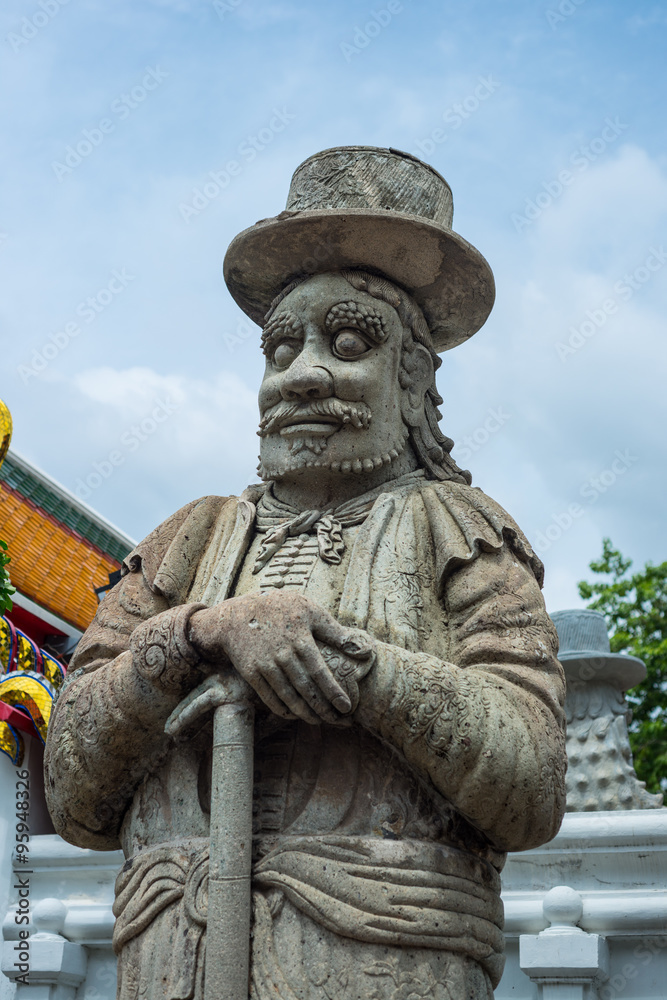 Ancient statues in temple of bangkok,thailand