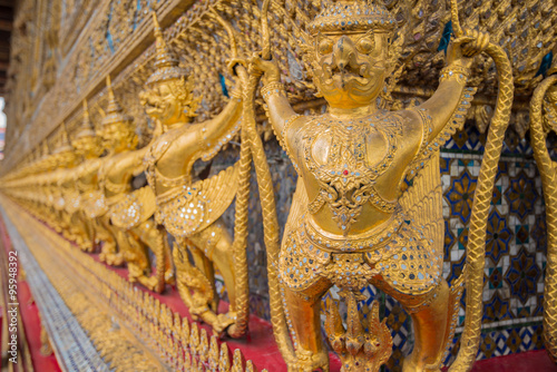 Ancient statues in temple of bangkok thailand