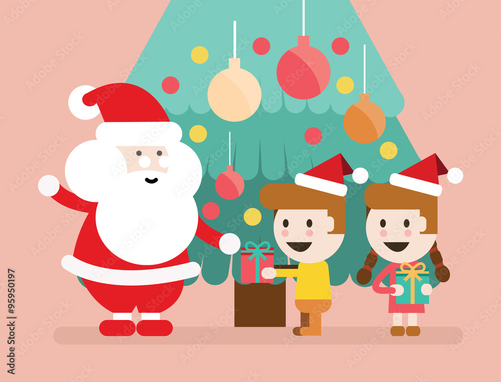 Santa Claus and children having a fun. Christmas background. Santa Claus and children having a fun. Christmas background.
