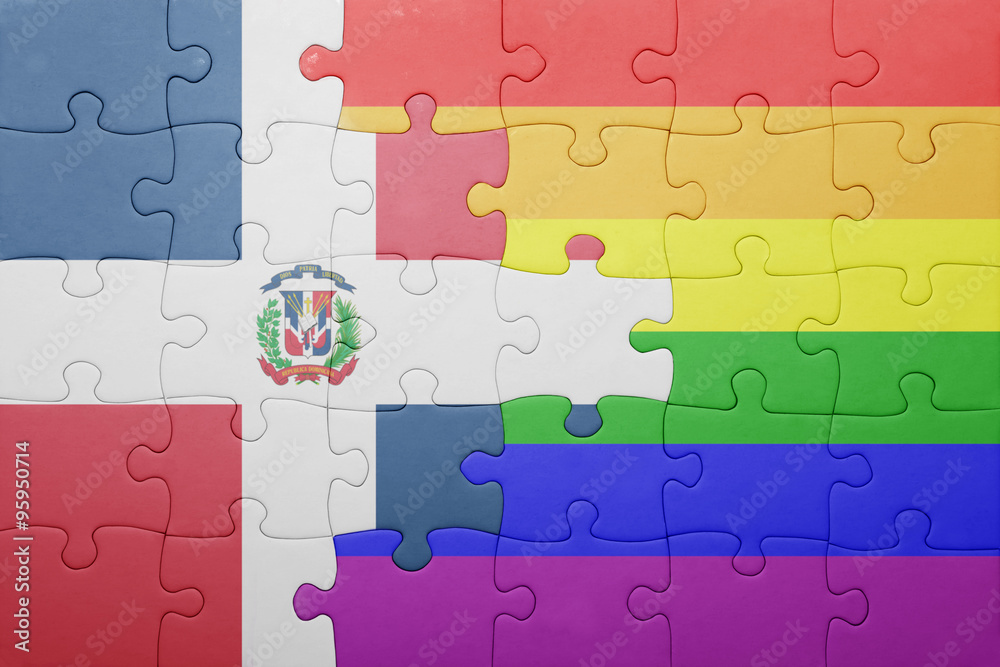 puzzle with the national flag of dominican republic and gay flag
