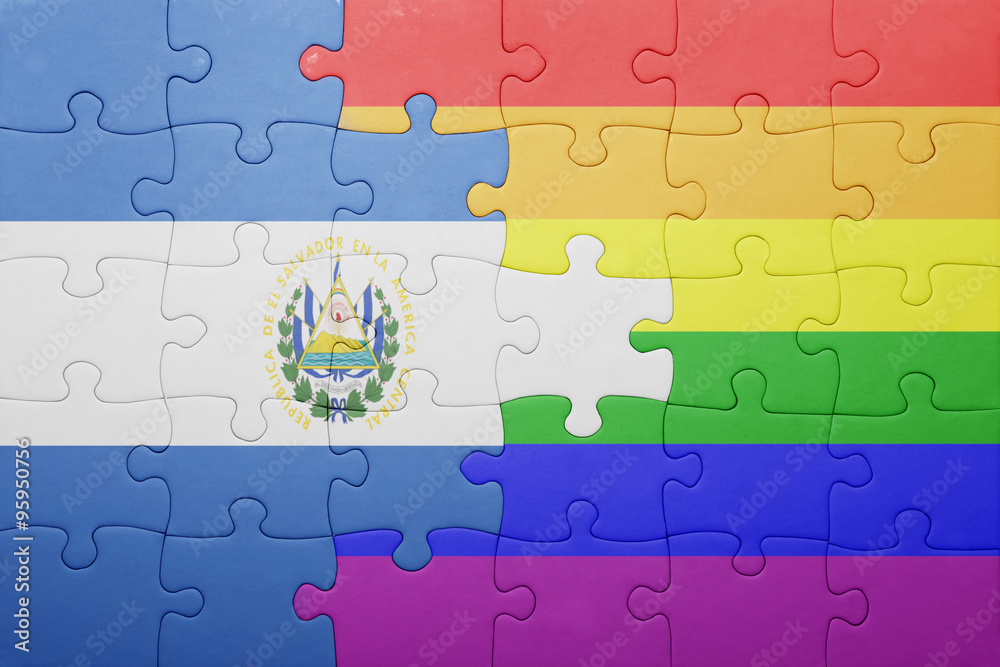 puzzle with the national flag of el salvador and gay flag puzzle with the national flag of el salvador and gay flag