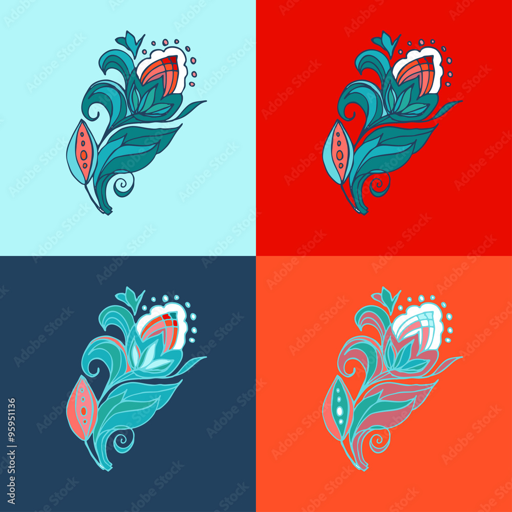 The pattern of the decorative image of a flower on a branch with leaves and a Bud.Fancy pattern. Template for creating greetings cards, invitations, tattoos. The pattern of the decorative image of a flower on a branch with leaves and a Bud.Fancy pattern. Template for creating greetings cards, invitations, tattoos.