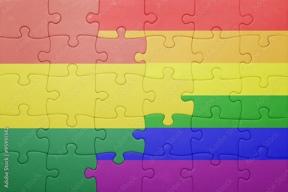 puzzle with the national flag of bolivia and gay flag puzzle with the national flag of bolivia and gay flag