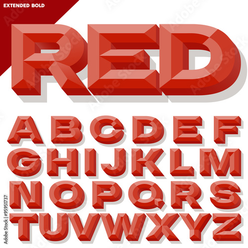 Obraz na plátne Vector 3D red bold beveled alphabet with shadow