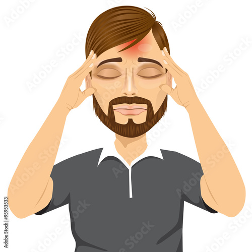 man touching his temples suffering a headache