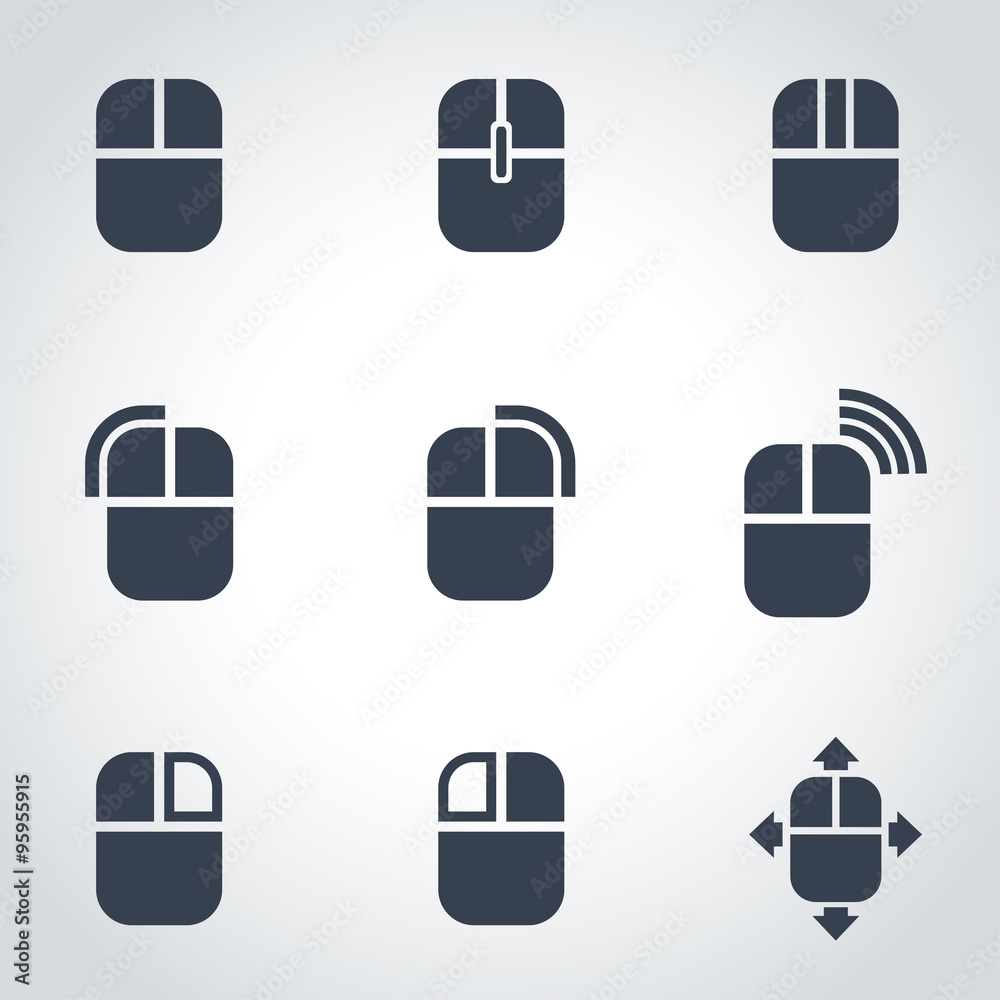 Vector black computer mouse icon set. Computer Icon Object, Computer Icon Picture, Computer Icon Image - stock vector Vector black computer mouse icon set. Computer Icon Object, Computer Icon Picture, Computer Icon Image - stock vector