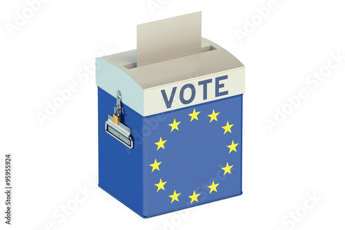 voting concept with flag of EU on ballot box