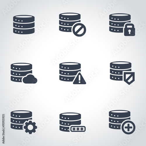 Vector black database icon set. Database Icon Object, Database Icon Picture, Database Icon Image - stock vector