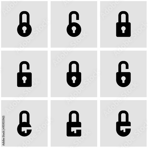 Vector black locks icon set. Locks Icon Object, Locks Icon Picture, Locks Icon Image - stock vector