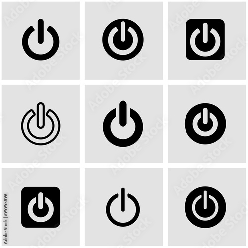 Vector black shut down icon set. Shut Down Icon Object,  Shut Down Icon Picture, Shut Down Icon Image - stock vector