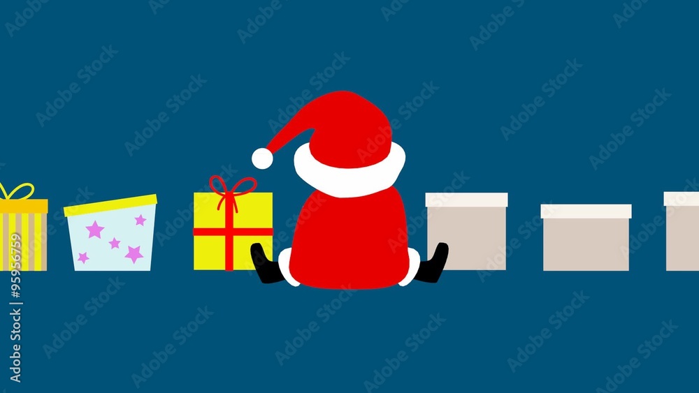 Weihnachtsmann bemalt Geschenke