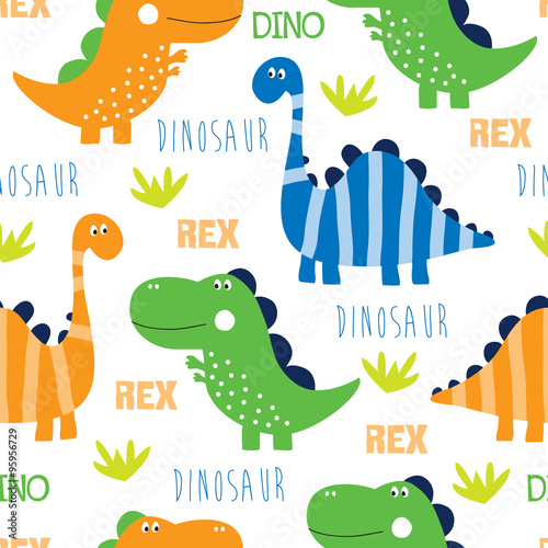 seamless dinosaur pattern vector illustration