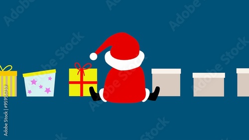 Weihnachtsmann bemalt Geschenke