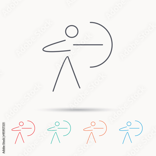 Archery sport icon. Archer with longbow sign.